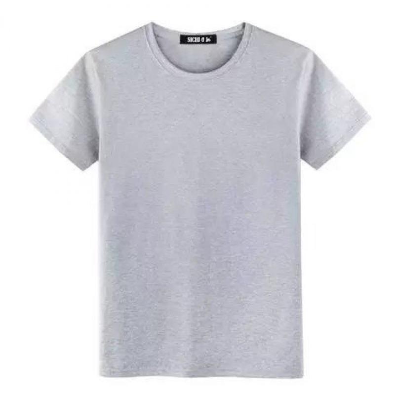 Korean Style Men's Summer Solid Color Round Neck T-Shirt - Black & White