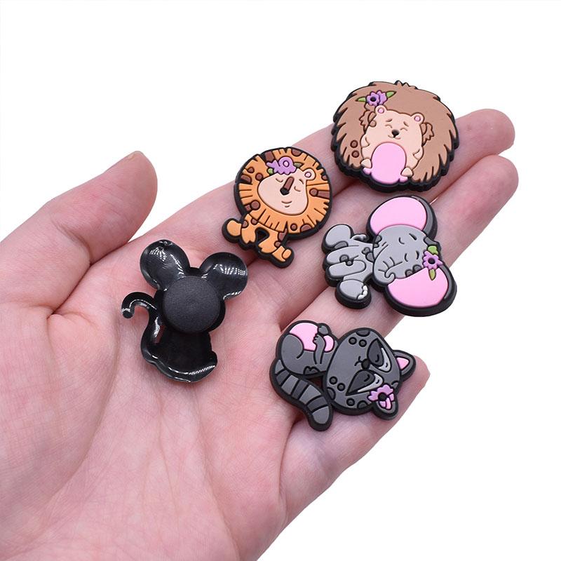 Breloques de chaussures en PVC, série animaux de la Jungle, 18 pièces, pour décorations de chaussures