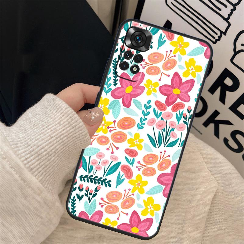 Floral Theme Pattern Cover For Xiaomi Redmi Note 14 12 10 11 13 15 Pro Plus Case For Redmi 15 15C 10C 12C 13C 14C