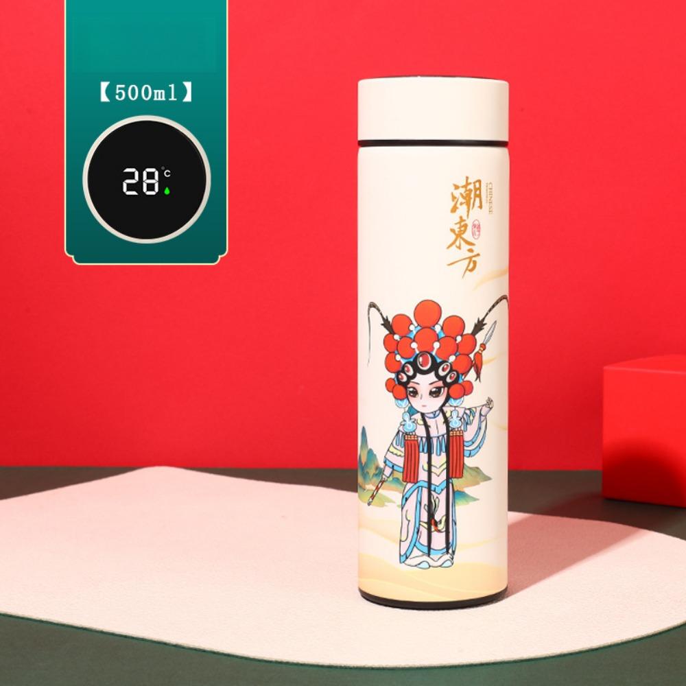 16Oz InsulatedCoffee Tea Travel Thermos Flask Leakproof BPA1 Free with Removable Filter and Thermometer Elegant Asian Art Design