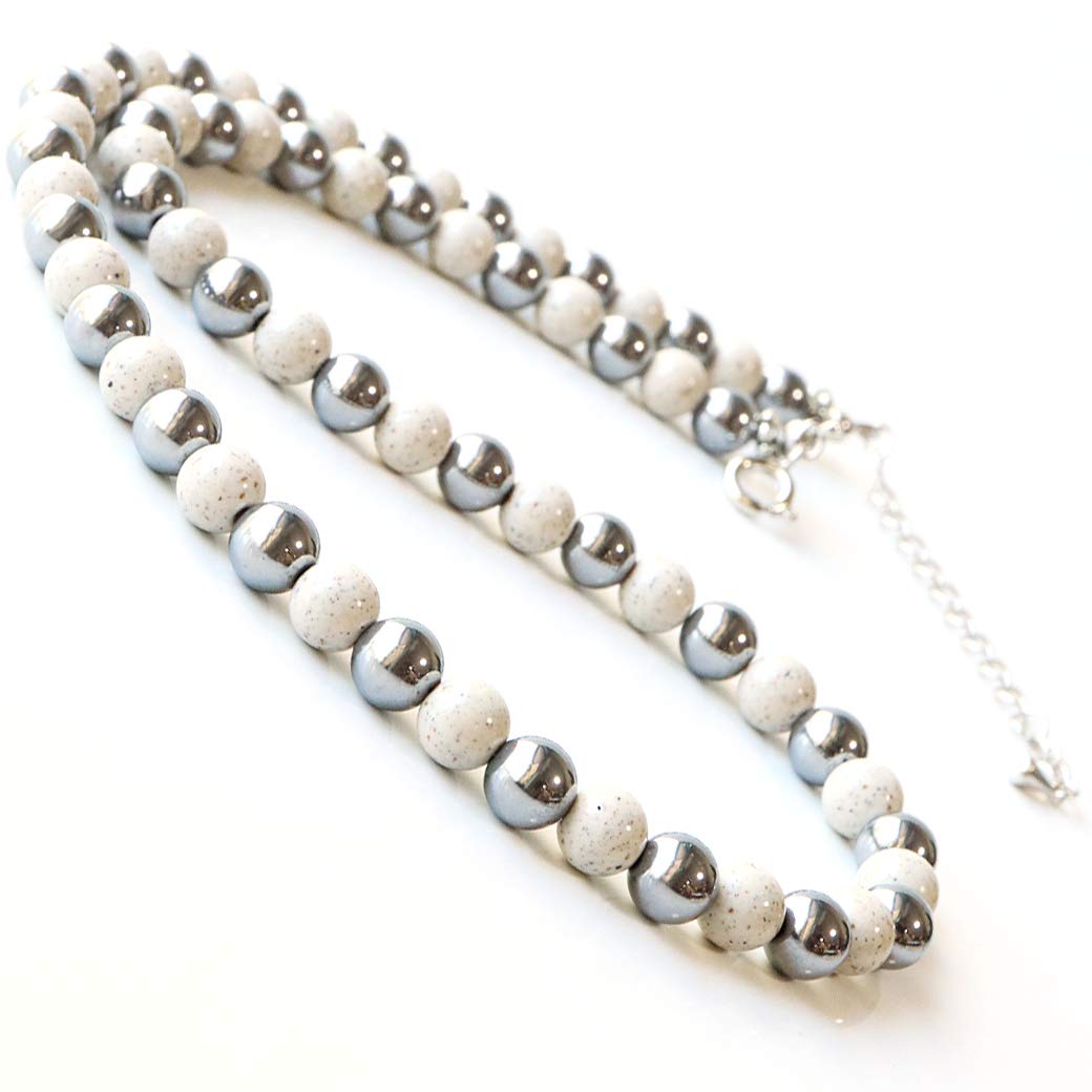 

[GOLD STONE] Terahertz Ore Beitou Stone Necklace, Genuine 6mm Power Stone, Hook with Adjustable Hook (5cm Adjustable), Approx. 50cm Long