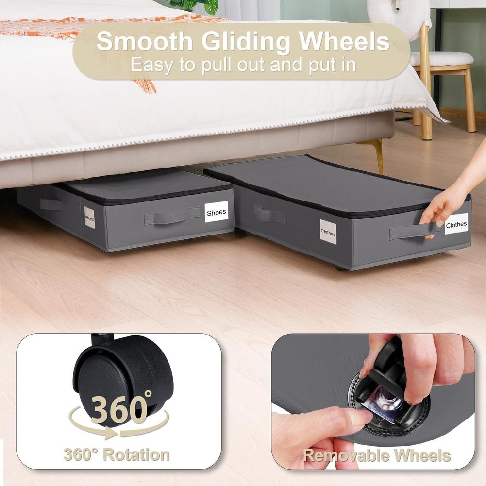Foldable Organizer Underbed Storage Box Easy Mobility