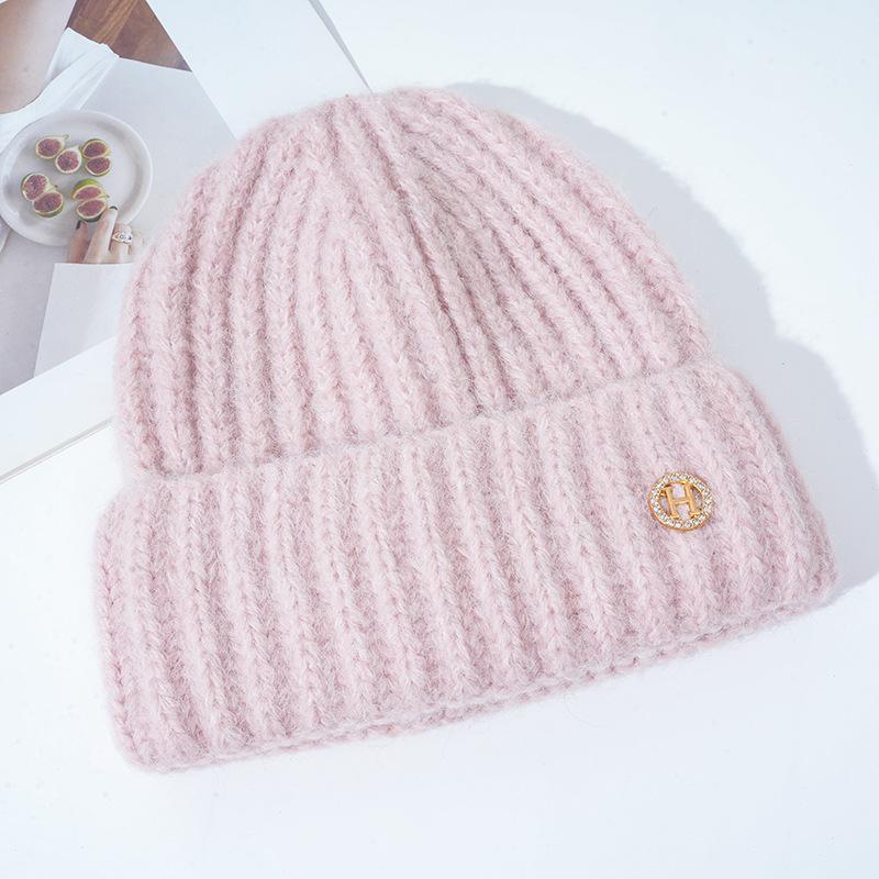 

Женская зимняя теплая вязаная шапка в корейском стиле, универсальная, для большого обхвата головы, ветрозащитная, с защитой ушей, шерстяная шапка от холода
