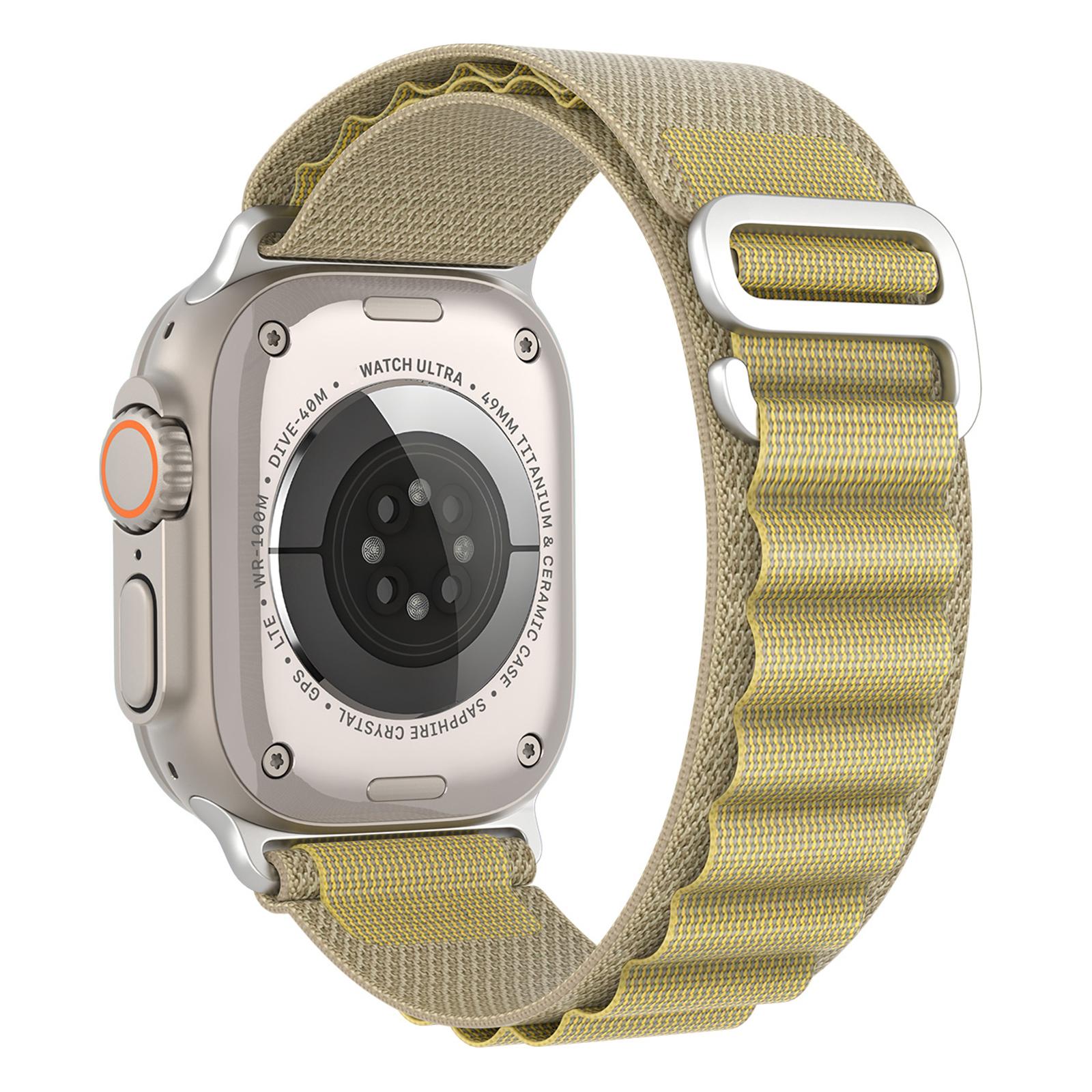 

Ремешок серии DUX DUCIS GS для Apple Watch Series 10 46 мм/Ultra 2/Ultra 49 мм/9 8 7 45 мм/SE (2023) SE (2022) SE 6 5 4 44мм/3 2 1 42мм Полиэстеровый ремешок Tan