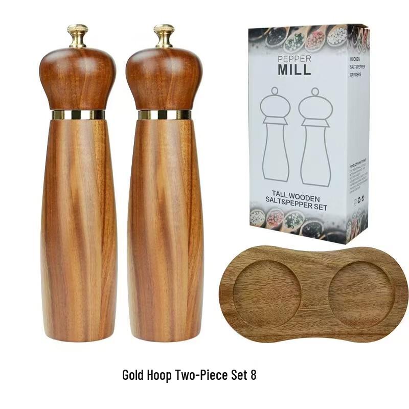 Ruhan Acacia Wood Manual Salt & Pepper Grinder Set