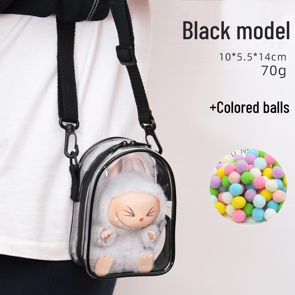 

Сумка-коляска для куклы 14 см - Прозрачный ПВХ, дизайн со звездами, с хлопковым отделением для хранения и демонстрации куклы.