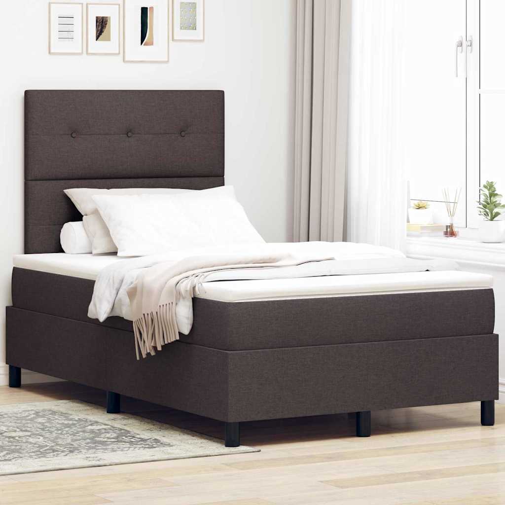 Boxspring bed with headboard Dark Brown 120 x 190 cm Fabric