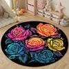 Handmade Style Round Hearts Multicolor Accent Rug, Non-Slip Floor Mat for Kids Room
