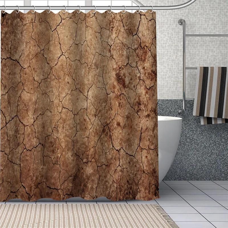 Retro Steinmauer Print Duschvorhänge Waschbarer Polyesterstoff Für Badezimmer Vorhang Badewannen Bildschirm Kunst Dekoration Mit Haken
