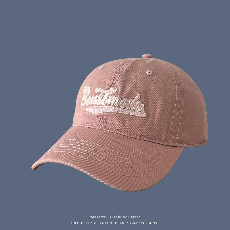 Original self-made letter embroidered soft-top baseball cap men's and women's four-season versatile soft-top cap showing a small face