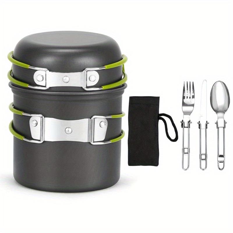 Pardarsey Camping cookware set is suitable for1-2Compact pots and cookware sets, fork and spoon sets are suitable for backpacking, hiking, picnics,