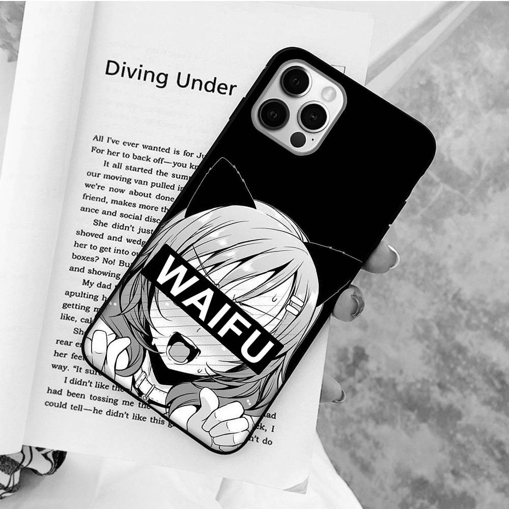 JW80 Waifu Senpai Anime Girl Soft Case for Samsung Note 20 Lite S24 Ultra S23 A03 A05 A06 A11 A71 A15 A16 A13 A24 A25 A33 A52 A53 A50 M55 M35 Plus