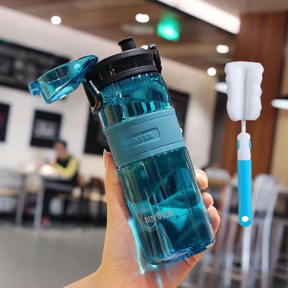 500ml Sports Water Bottle Portable Leak-proof Plastic Drinkware With Tea Filter Tour Gym Outdoor Sports Cup BPA Free