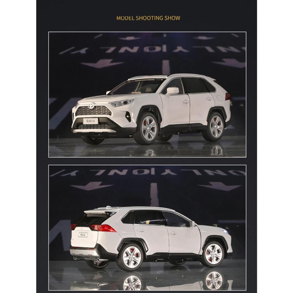 1/24 Toyotas RAV4 SUV Alloy Car Model Diecast Metal Toy Off-road Vehicles Car Model Simulation Sound and Light Children Toy Gift