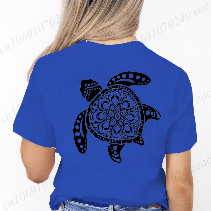 Women Graphic Sea Turtle Floral Print T Shirt Girl Short Sleeve Ladies Camping Print Clothes Lady Tees Tops Female T Shirt Tops