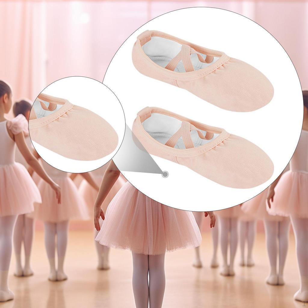 Ballet Shoes Flats Canvas Soft Leather Dance Slippers for Women Kids Girls