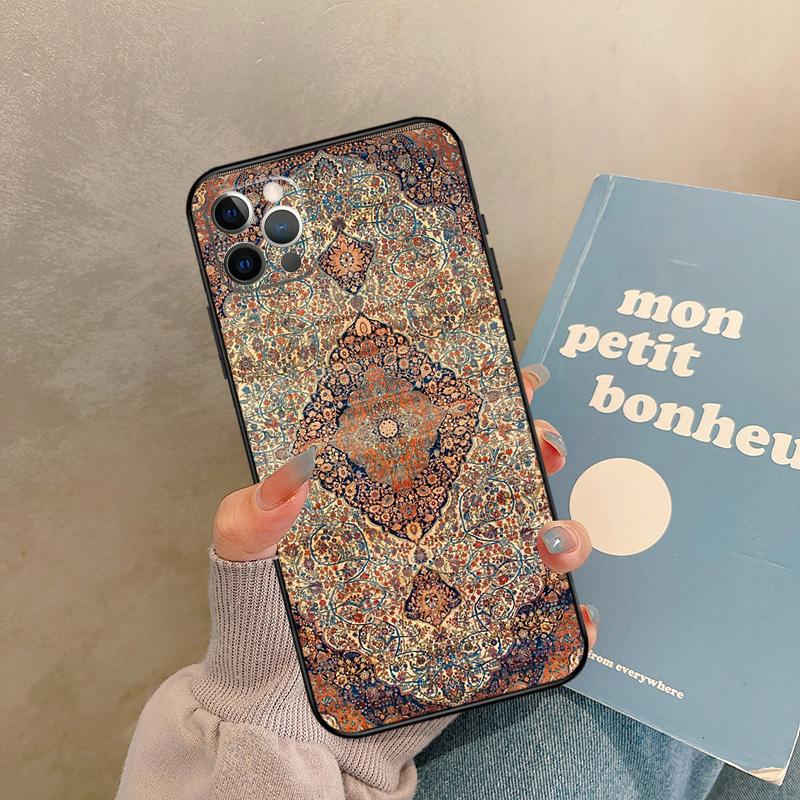 Persian Carpet Floral Pattern Case For iPhone 17 Air 15 14 13 12 11 16 Pro Max 13 Mini XR 15 16 Plus 16e Back Cover Shell