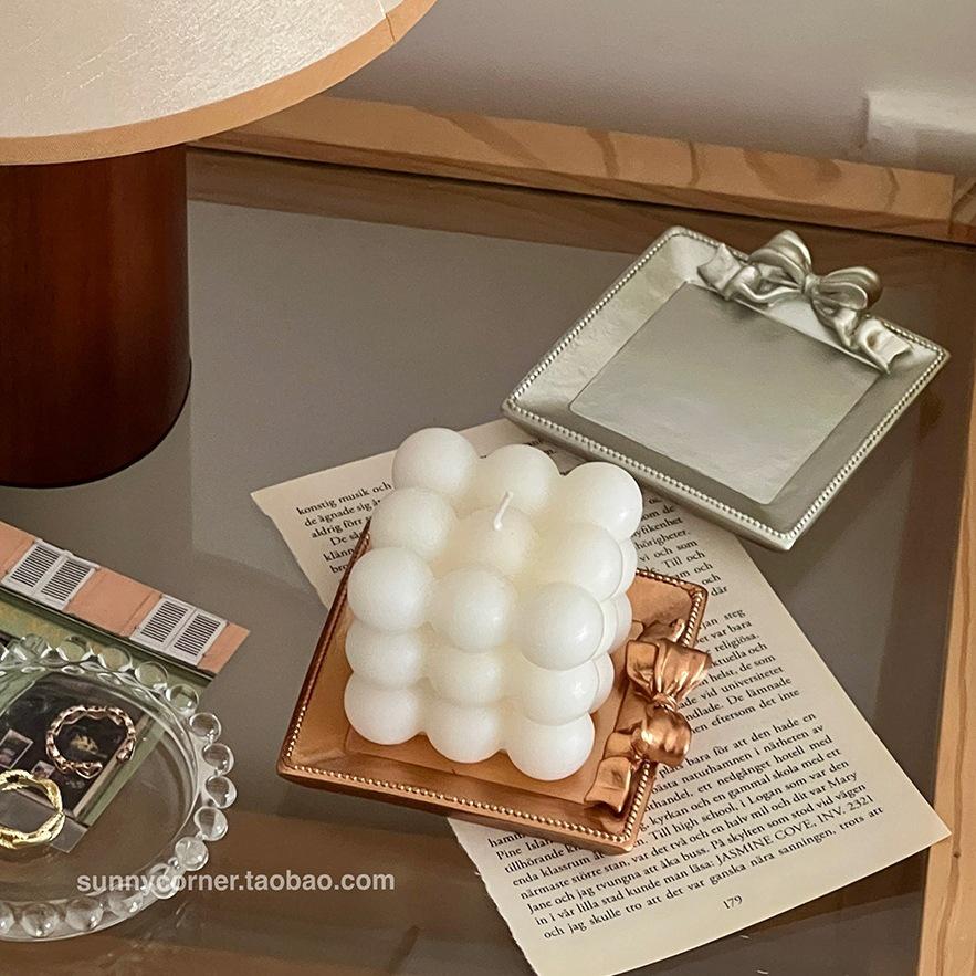 Vintage Bow Jewelry & Aromatherapy Tray: Decorative Display Plate for Ornaments & Desktop Storage