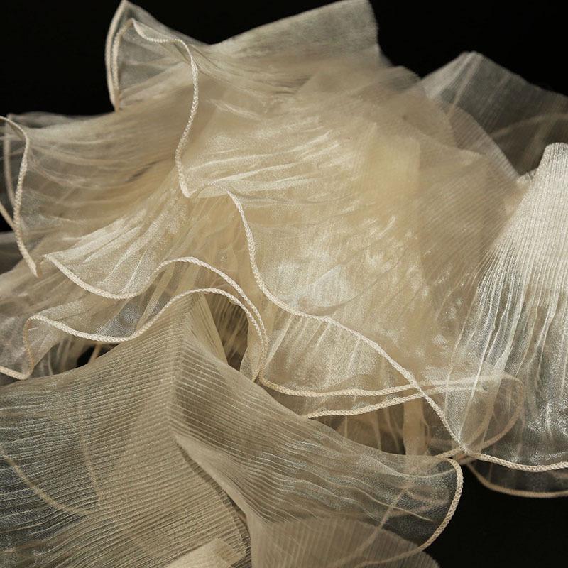 Transparent Pleated Lace Fabric with Large Wave for Wedding Dresses, Evening Gowns, Children's Clothing & DIY Designer Accessories