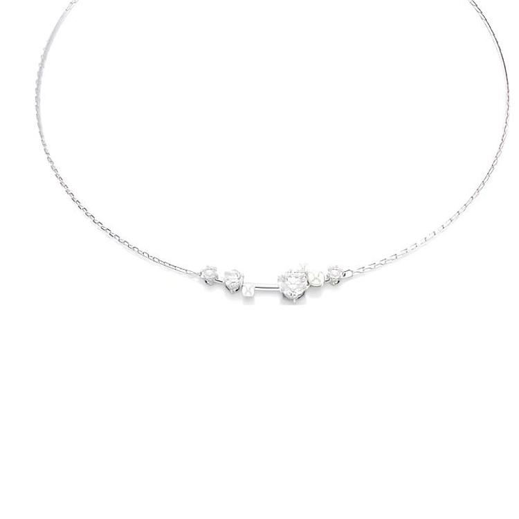 Swarovski Constella Imitation Crystal Pearl Trim Design Cubic Zirconia Necklace Women necklace Silver 5705626 Box (Random Color)