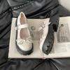 Japanese cute bow with lace platform small leather shoes women's 2025 summer new versatile Mary Jane single shoes