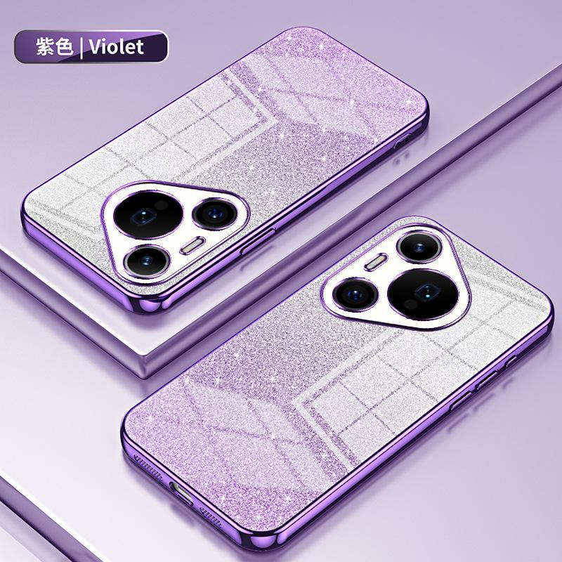 Applicable to Huawei Pura80Pro electroplated glitter mobile phone case Pura70Pro transparent P60 anti-drop protective case P30