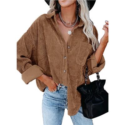 Herbst und Winter Damenjacke Übergröße Lose Casual Cordhemd