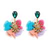 Frauen Retro Tropfen Ohrringe Titan Stahl Legierung Anhänger Ohrringe Acryl Bunte Kristall Blume Form Geometrische Ohr Ornamente