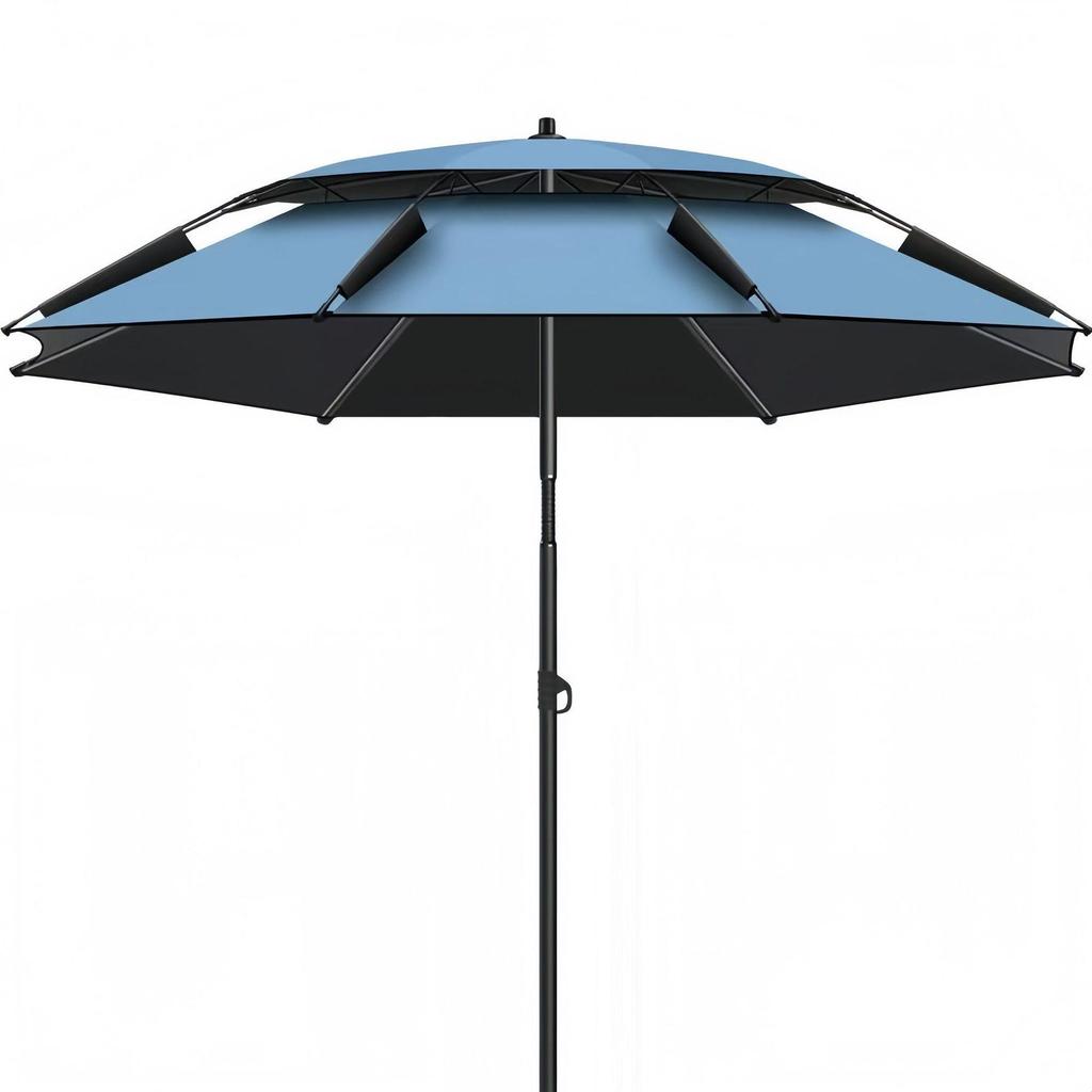 A1R 2025 Double Layer Fishing Umbrella: Large, Black Glue, Sun Protection, Windproof, Rainproof, Folding Design
