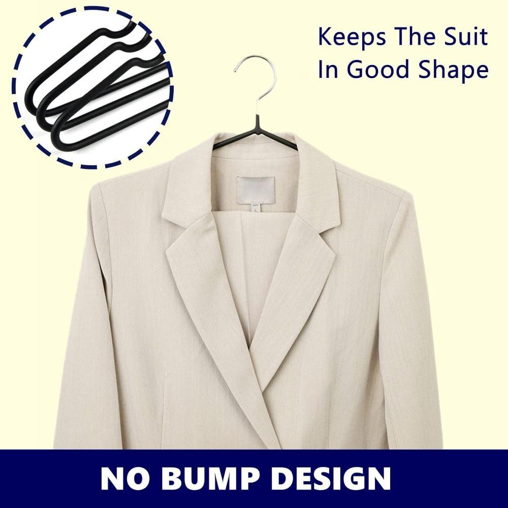 10PCS Clothes Hanger Non-Slip Rubber Coated Metal Shirt Blouse Hanger Heavy Duty Coat Suit Rack with Round Notches Dress Holder
