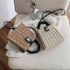 Small Box Beads Handle Straw Bag Portable Messenger Handmade Handbag Straw Bags Beach