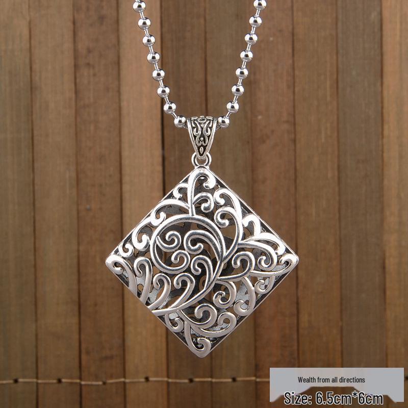 

Этническое длинное ожерелье East Butterfly - Ретро кулон в виде замка долголетия и цепочка из круглых бусин для мужчин и женщин