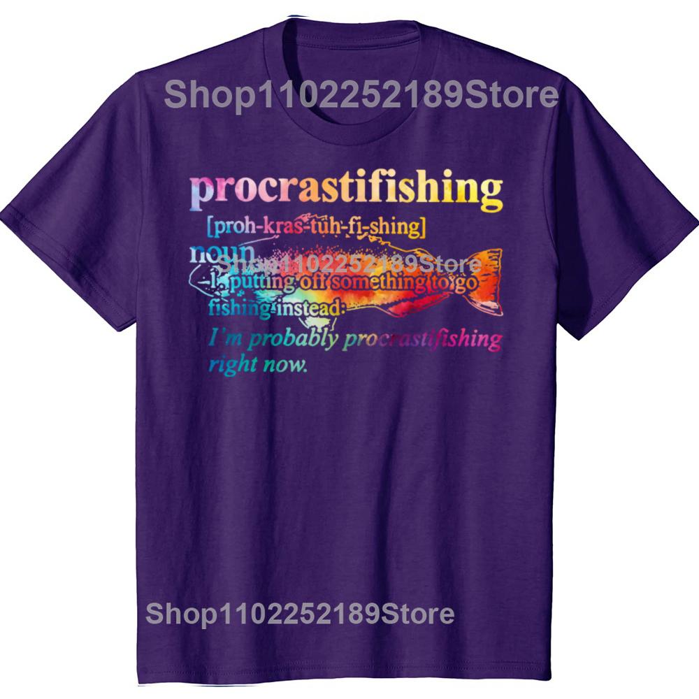 Procrastifishing T-Shirt Lustiges Angelgeschenk für Papa Opa Angler Fisch Grafik Bedrucktes T-Shirt Lässige Streetwear Mode T-Shirts