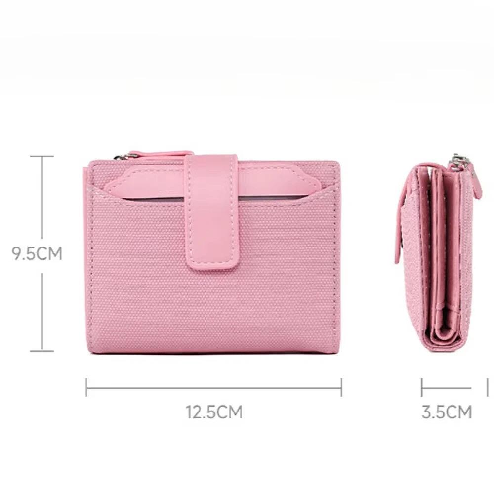 Korean Fashion Women Slim Wallet Multi Card Slots Zip Snap Closure Stylish High Quality Minimalist Small Purse
