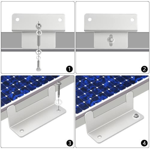 WMYCONGCONG 8-Piece Set of Solar Panel Mounting Brackets, Aluminum Alloy Z-Bracket, Edge Fixing Brackets for Solar Panels, Suitable for RVs, Boats, Ro