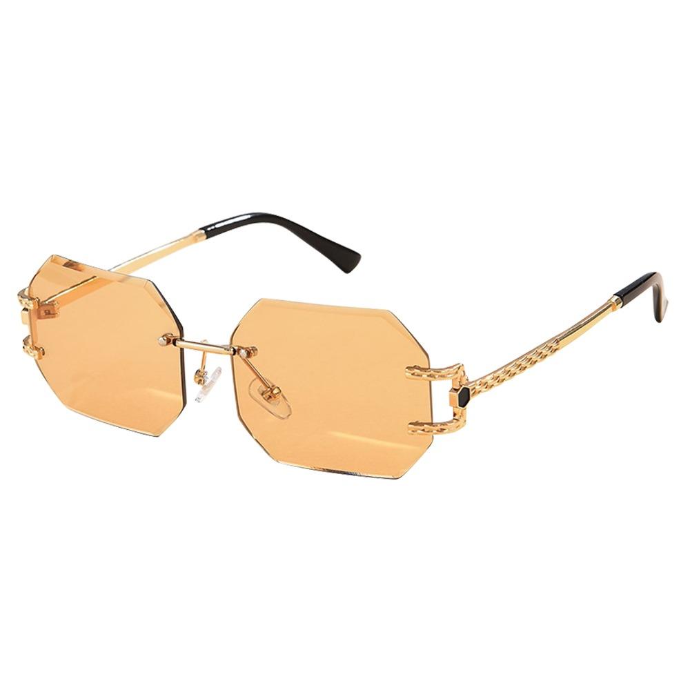 Vintage Rimless Sunglasses Hip Hop Style Polygon Design Unisex Sunglasses UV400 Protection PC Frame Trendy Sunglasses Unisex