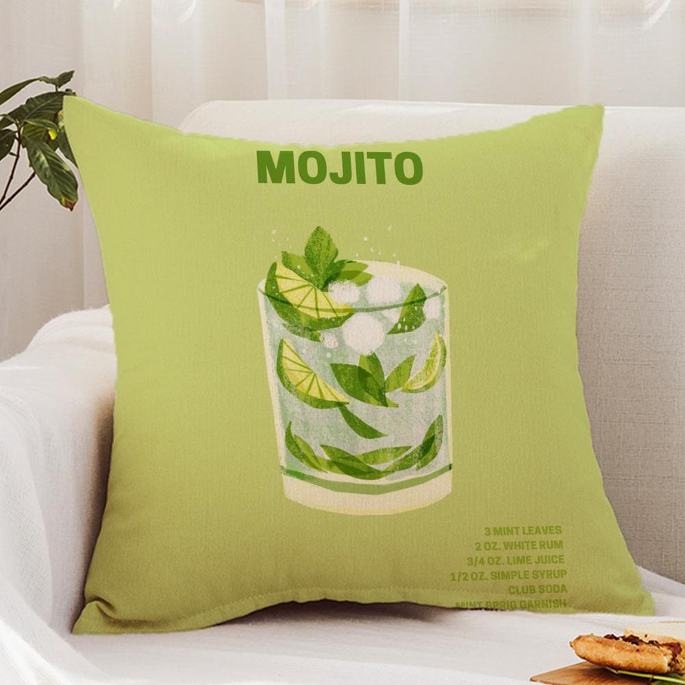 Classic Art Mojito Cocktail Cushion Cover Premium Comfort Reversible Pillow Cover - Dual - Use Design for Home & Car