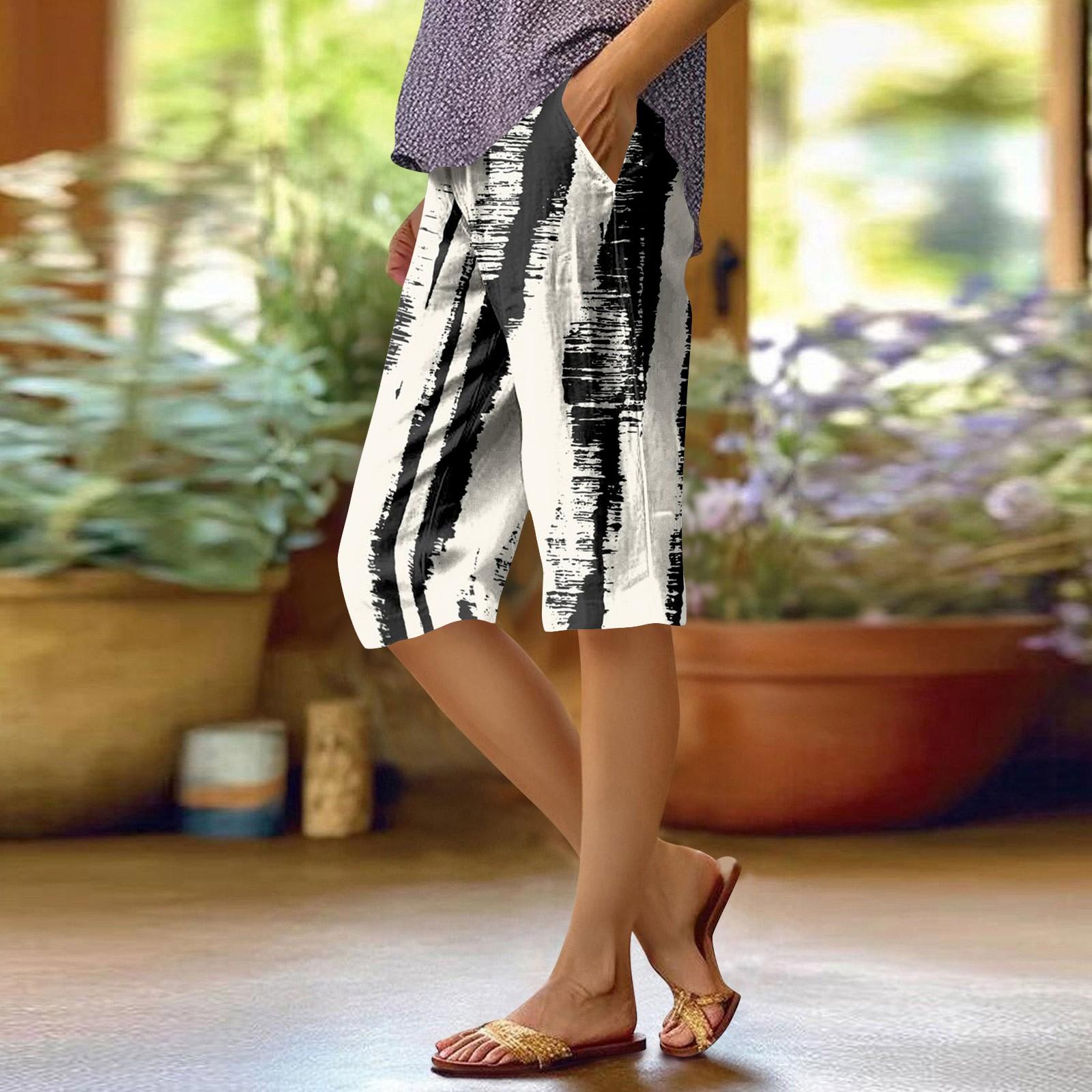 

Жіночі модні повсякденні штани 5/10 з принтом і еластичною талією M