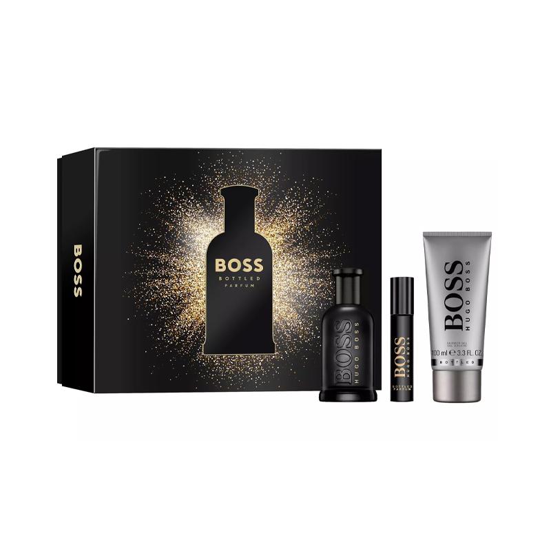 BOSS Limited gift box for confident men, fresh perfume set EDP perfume + travel spray + shower gel 100ml+10ml+100ml коричневый