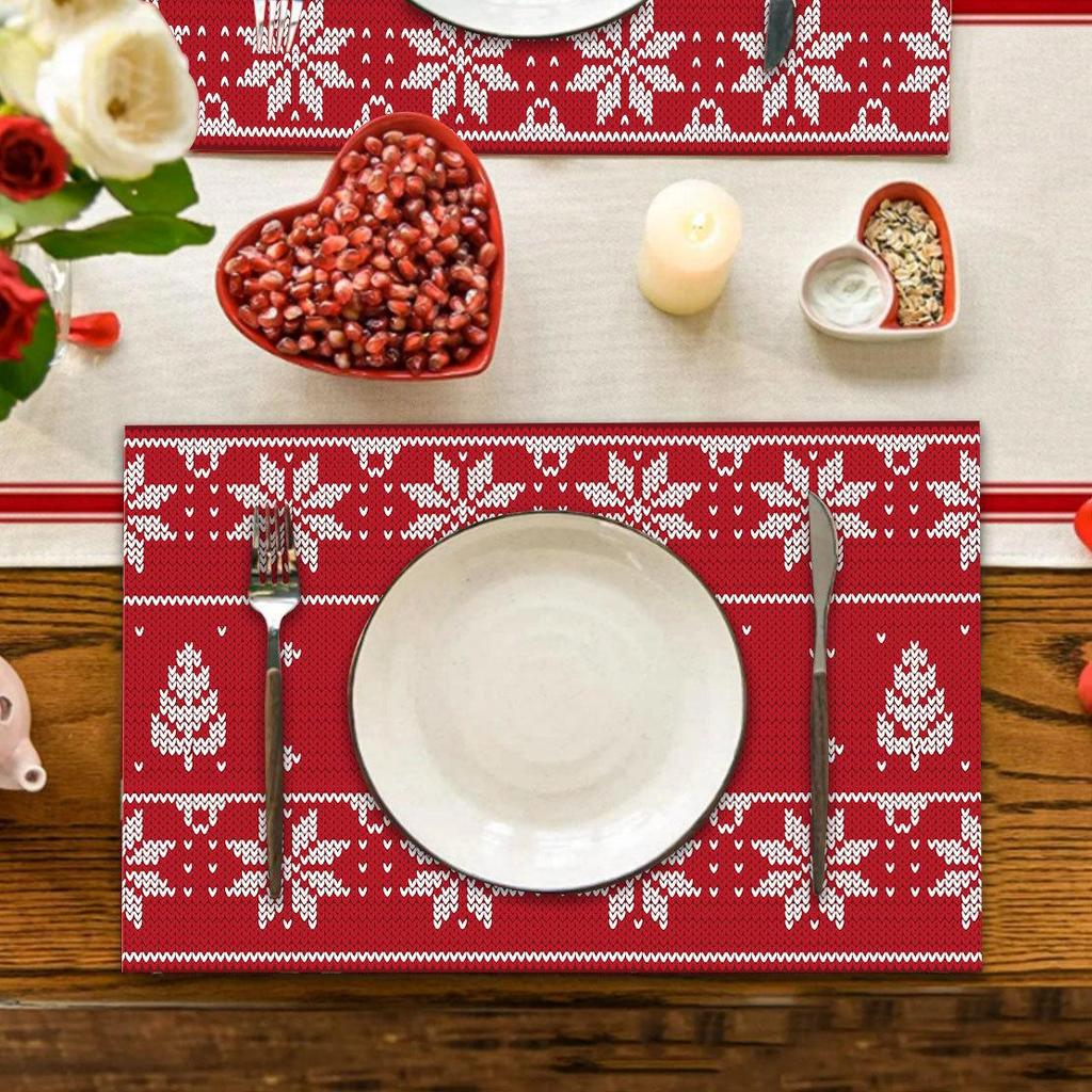 Autumn & Winter Imitation Linen Placemats: Heat-Resistant, Festive Decor for Christmas Parties