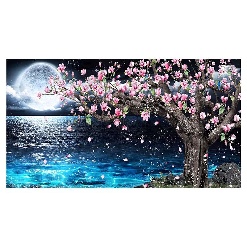 

Лунная ночь, холст, картина, пейзаж, постер и принты, морской пейзаж, настенные художественные картины для гостиной, украшение для дома, Cuadros, безрамное 50x100cm