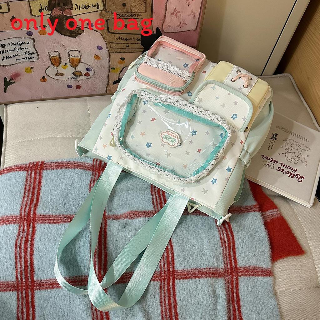 Spring New Student Backpack With Color Block Design And Nylon Material For School Use