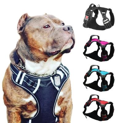 Fast Delivery Big Dog Harness Breathable No Pull Small Medium Large Dog Vest Adjustbale Matching Leash Collar Reflective Pet Training Supplies