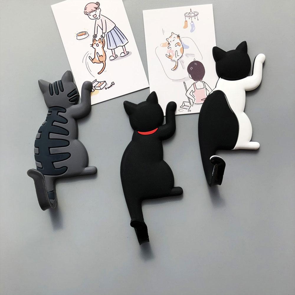 Japanese Cat Cartoon Design Tail Hook Creative Home Decor Fridge Magnet Refrigerator Decoration Gift For Kitchen Sticker Poster