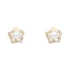 Diamond-Studded Pearl Flower Earrings: Luxurious High-End Design for Women