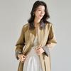 26 Spring and Summer New Retro Temperament Trench Coat Barn Style Contrasting Color PU Leather Lapel Plaid Splicing Jacket 29074