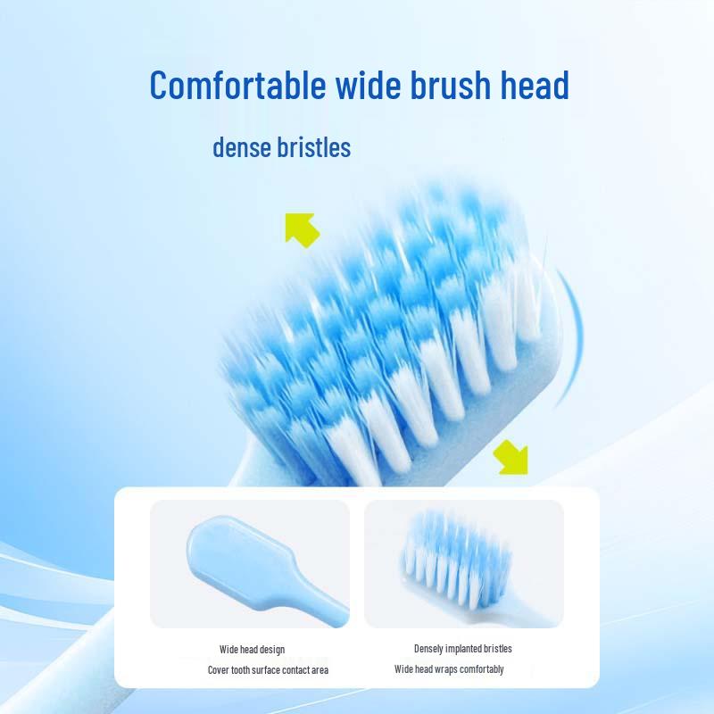 Hais Haina Adult Wide-Head Soft Bristle Toothbrush - No Shedding, Fine Bristles for Gentle Oral Cleaning
