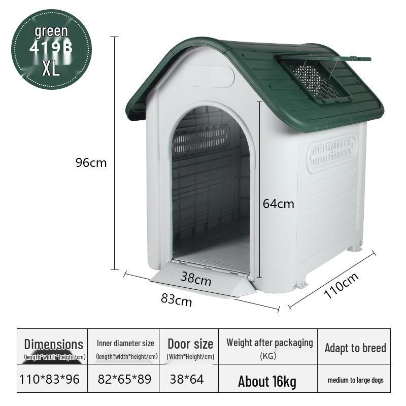 Rainproof Outdoor Dog Kennel for Medium & Large Dogs with Bed - Summer Cat Nest & Dog Cage Villa