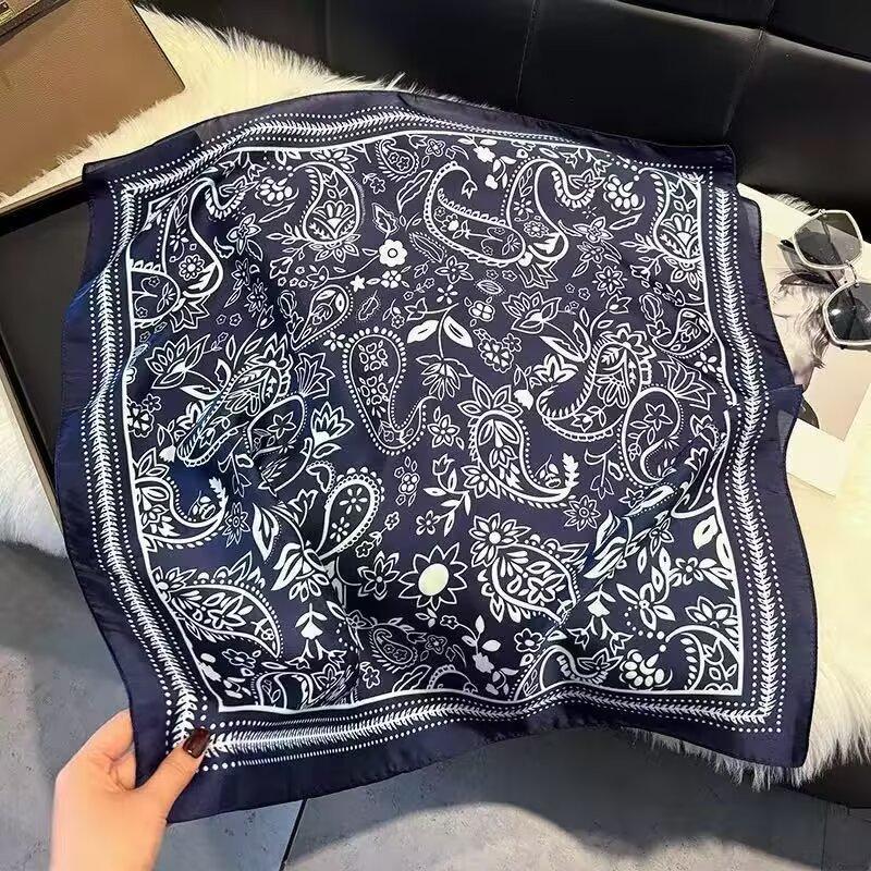 Retro cashew flower personalized small scarf hip hop masculinity versatile decorative imitation silk square scarf headscarf