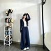 Womens Navy Short Hoodie Sweatshirt Tracksuit Set Fall Korean Casual Outfit